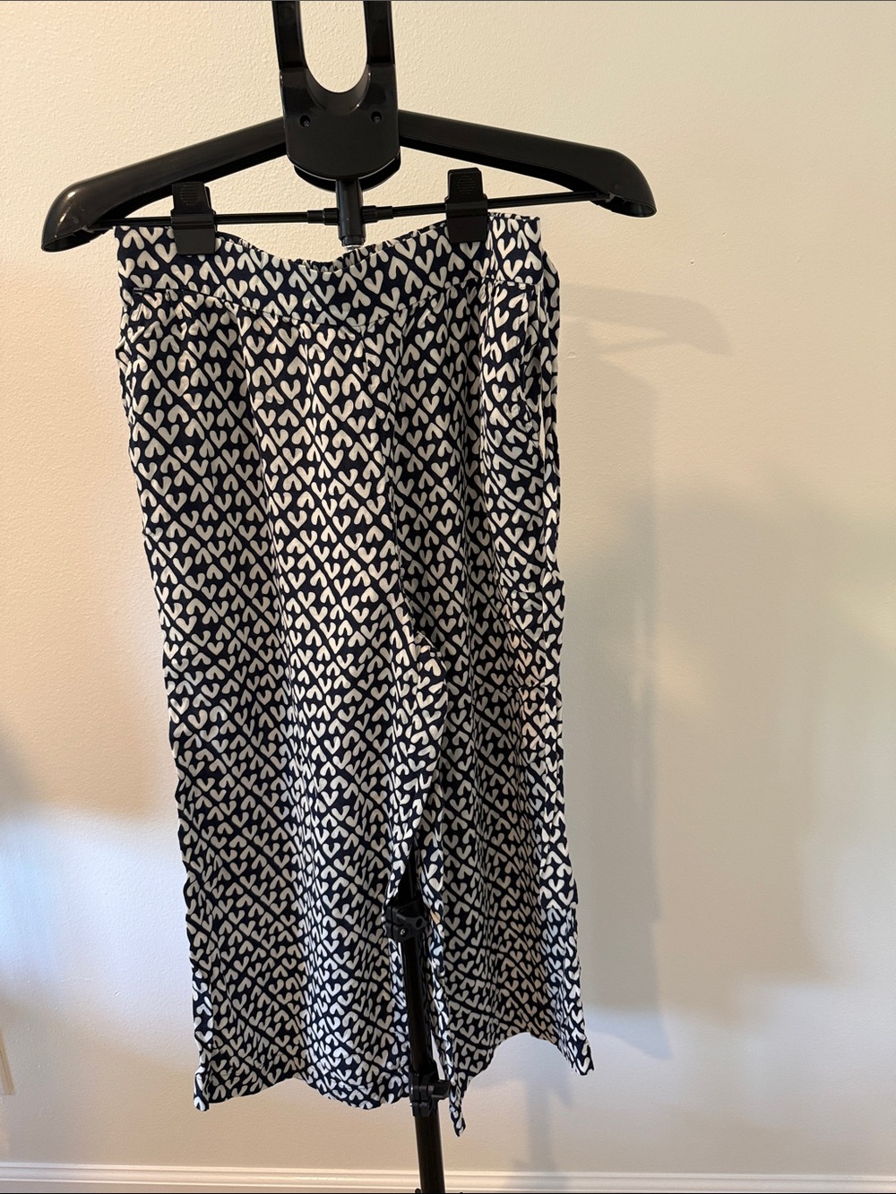 J.Crew Heart Print Tie Front Cropped Wide Leg Pants Navy XS